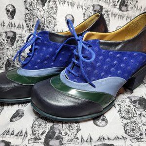 Fluevog The Hopeful Vow blue and green rounded toe lace up shoes 8 discontinued